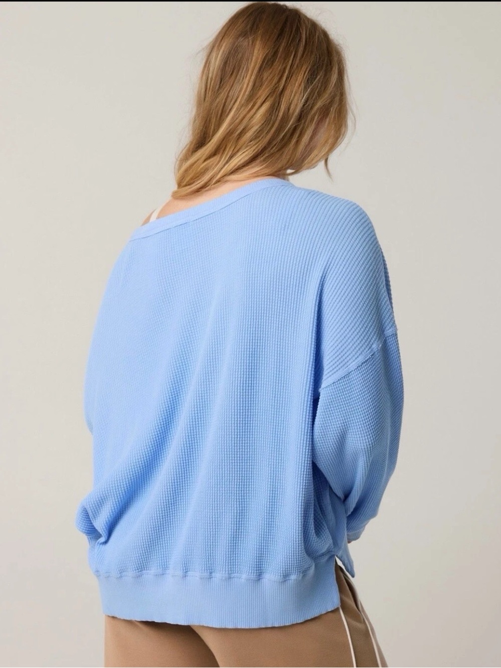 Aerie Wow! Relaxed Waffle Knit Long Sleeve Size XS Oversized Fit Henley - Picture 2 of 12